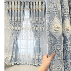 Luxury Embroidered Double layer Curtains W-028